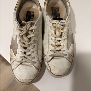 Golden Goose White and Gray Sneakers